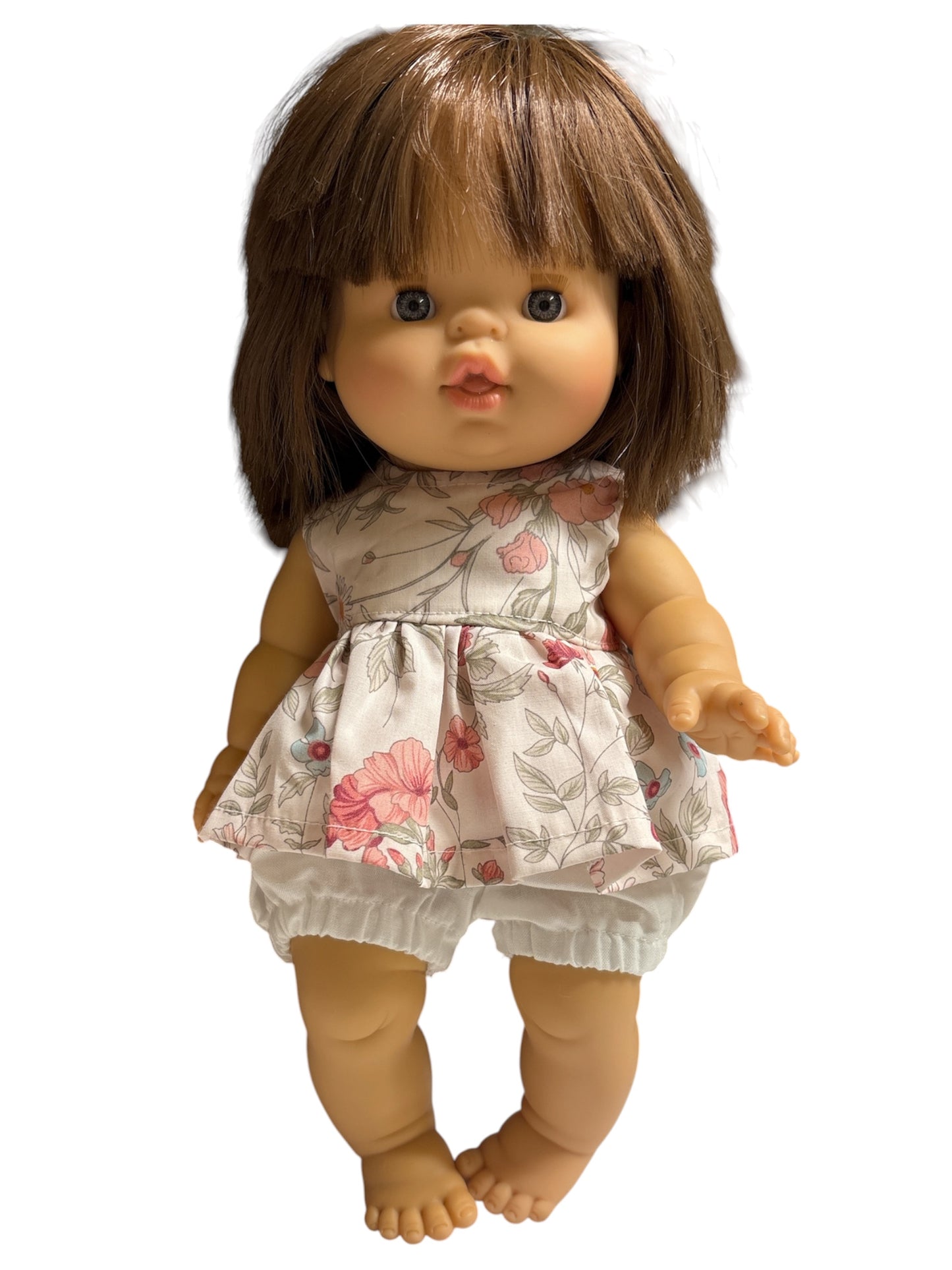 Doll peplum & bloomers set - White Floral
