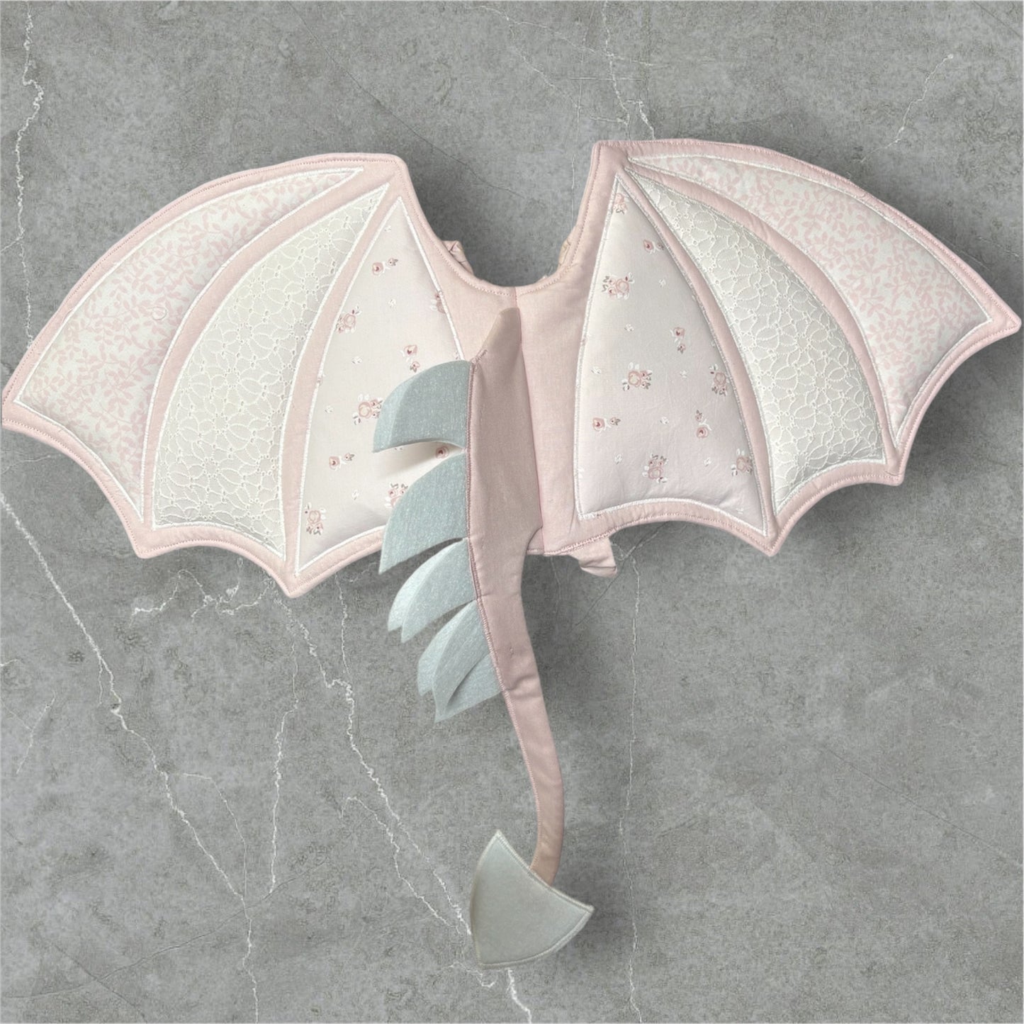 Dragon Wings - Baby Pink & white lace floral