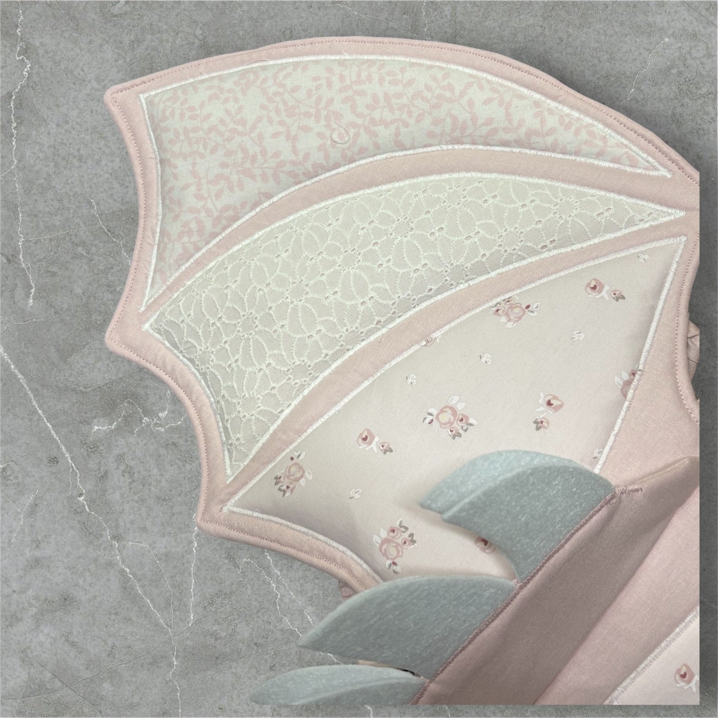 Dragon Wings - Baby Pink & white lace floral