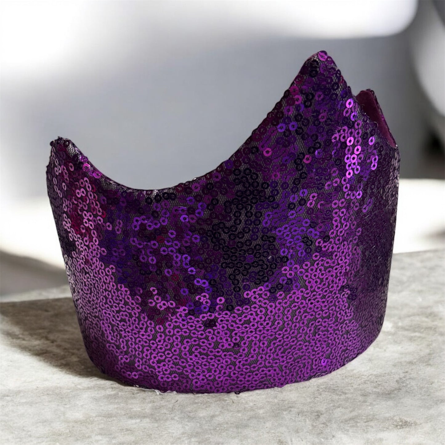 purple sequin crown