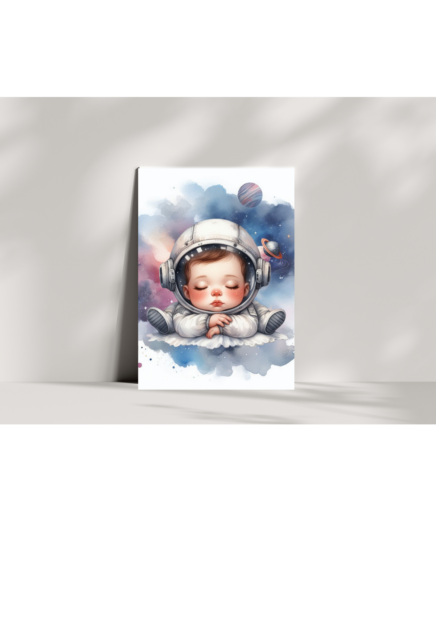 Sleepy Astronaut Baby Watercolour Art Print