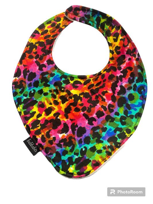 Dribble Bib - Rainbow cheetah