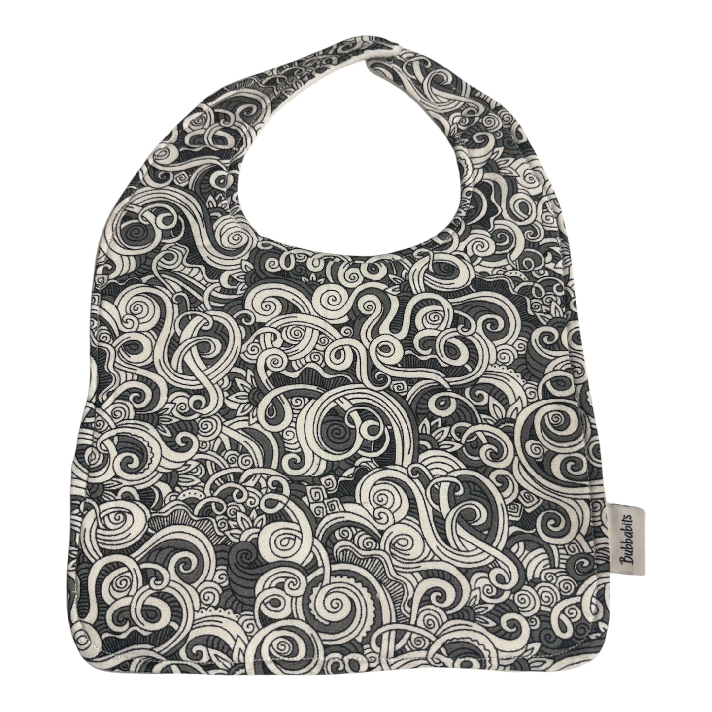 Feeder Bib - Māori inspired Koru grey