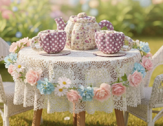 Teapot Set - Purple Floral & Spots