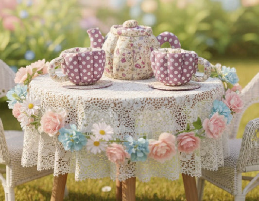 Teapot Set - Purple Floral & Spots