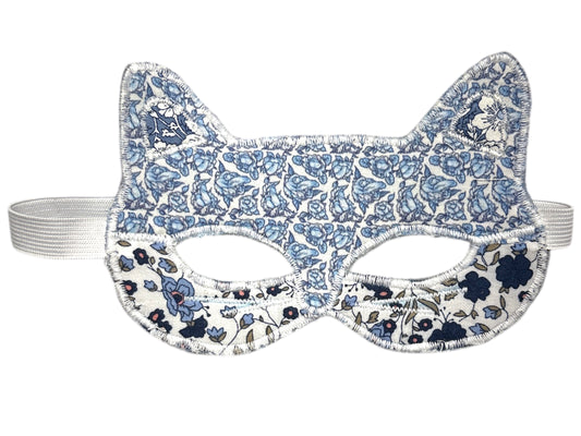Dress up mask - cat vintage blues