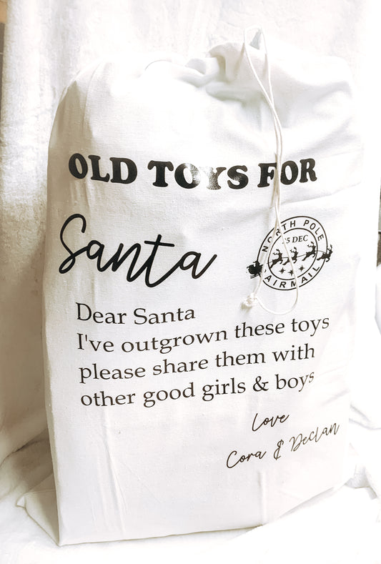 Personalised Santa Toy Donation  Bag - made to order