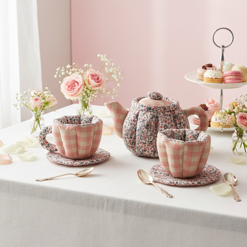Teapot Set - Floral & Gigham