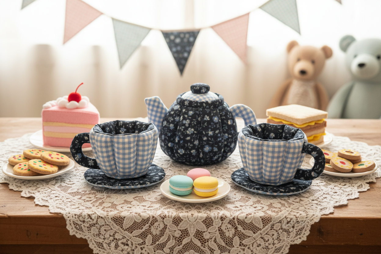 Teapot Set - Navy Floral & Gingham