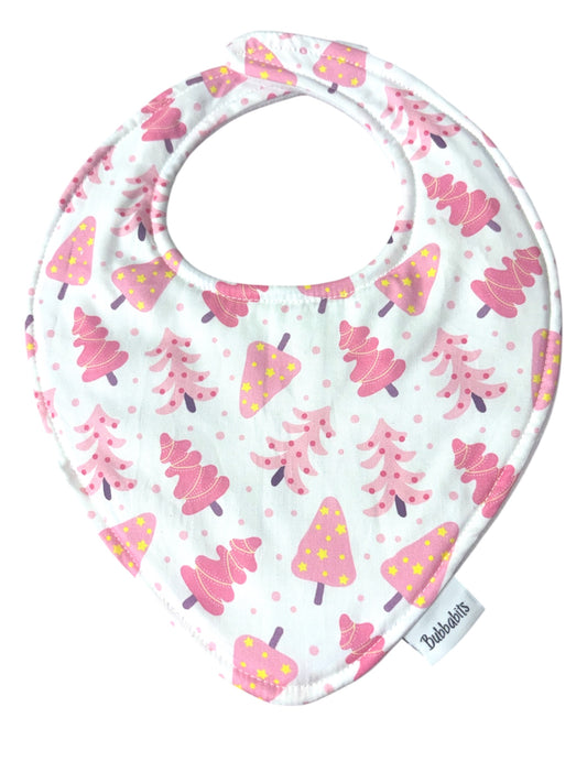 Dribble Bib - Pink Xmas Tree