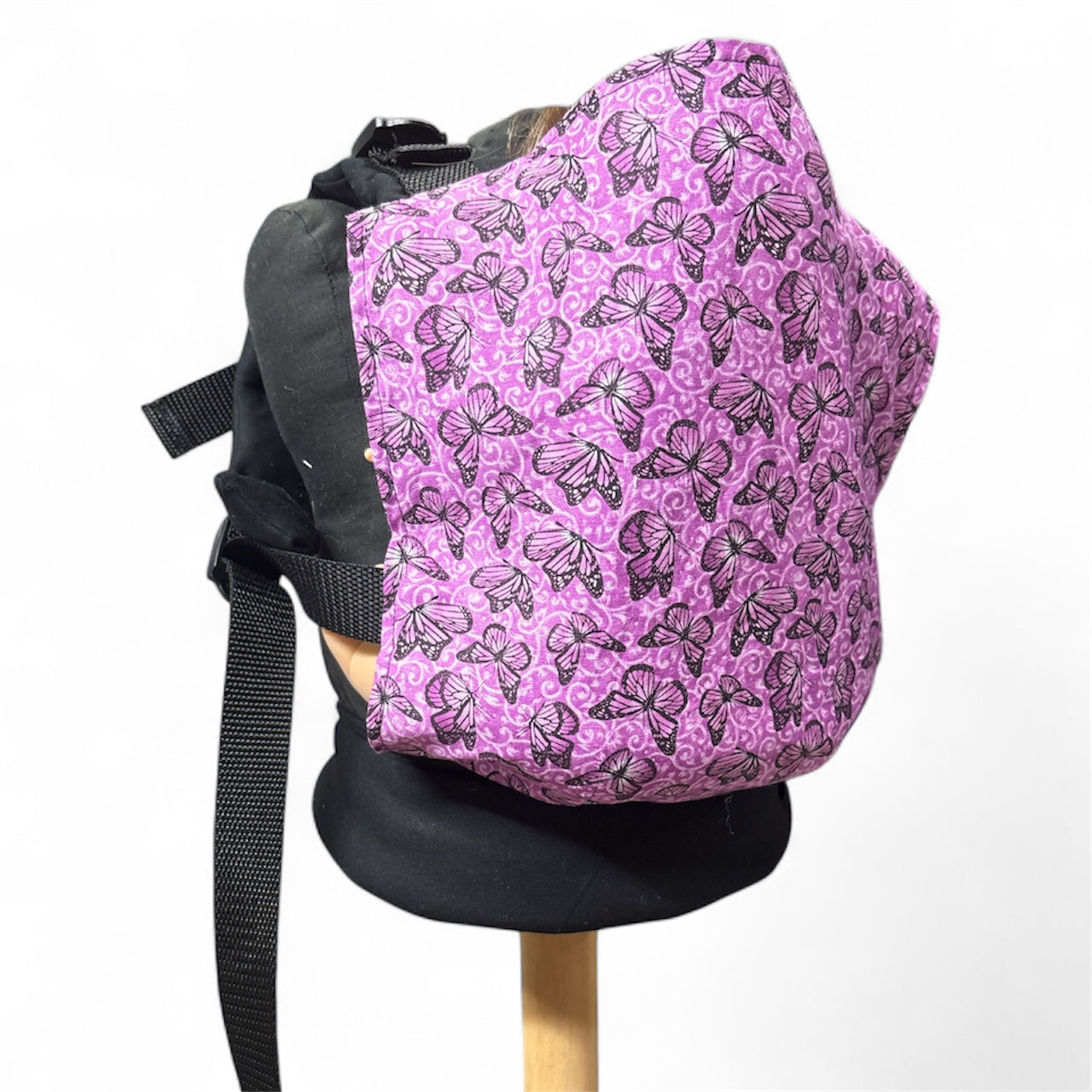 Doll Carrier - Purple Butterflies/ black