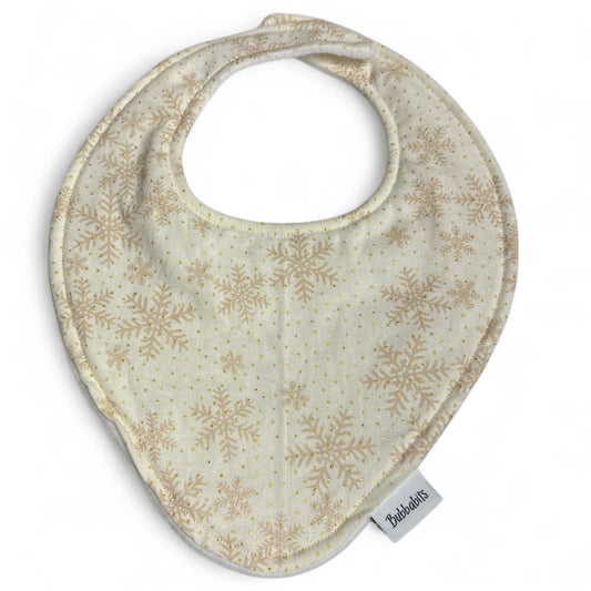 Dribble Bib - Snowflake Gold Glitter