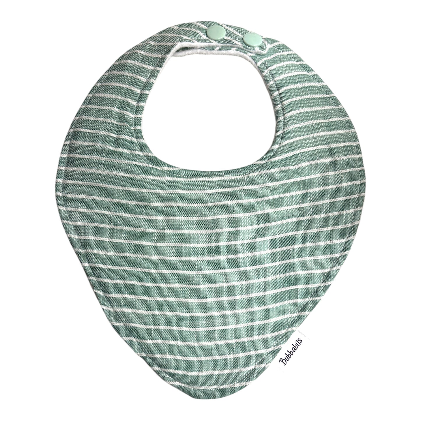Dribble Bib - Green Linen Stripe