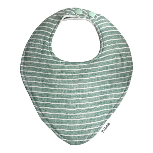 Dribble Bib - Green Linen Stripe