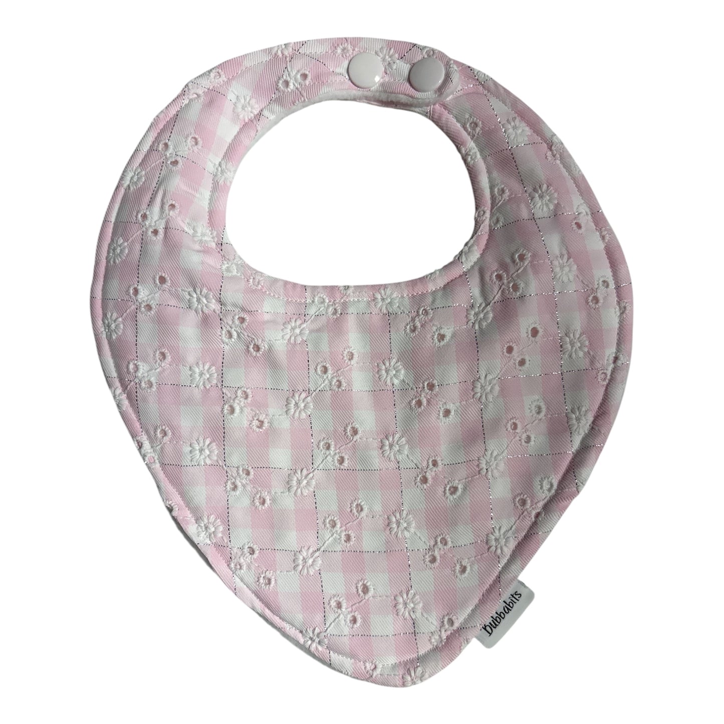 Dribble Bib - Pink Lace Gingham
