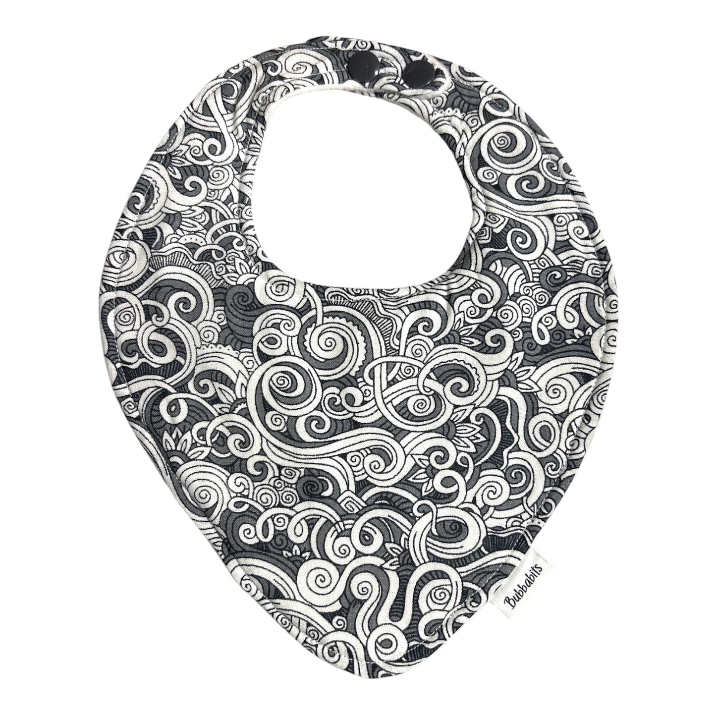 Dribble Bib - Grey koru inspired
