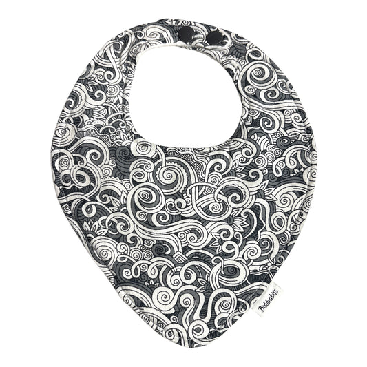 Dribble Bib - Grey koru inspired