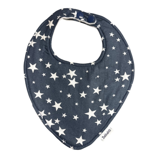 Dribble Bib - Navy linen Stars